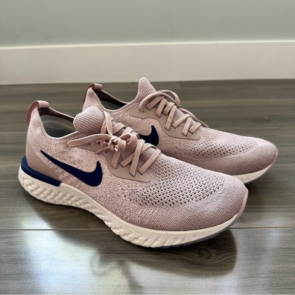 NIB Nike Epic React Flyknit, Size 9, Diffused Taupe/Blue Void - Picture 3 of 6